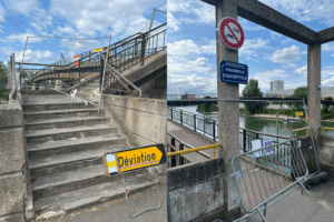 La passerelle d’Alfortville soudain fermée pour travaux – des centaines de cyclistes et piétons en galère pour des années